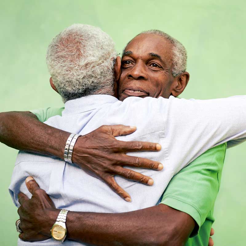 A hospice patient in Dallas/Fort Worth hugs a family member from Melissa, TX